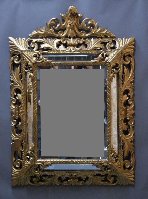 LARGE LATE 19THC HIGHLY DECORATIVE SUPERBLY CARVED ITALIAN GILTWOOD CUSHION MIRROR PROBABLY FLORENTINE - ADDITIONAL PHOTO 1