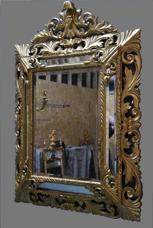 LARGE LATE 19THC HIGHLY DECORATIVE SUPERBLY CARVED ITALIAN GILTWOOD CUSHION MIRROR PROBABLY FLORENTINE - ADDITIONAL PHOTO 9