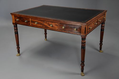 Large Early 19th Century Regency Six Drawer Writing Table of Fine, Faded Patina