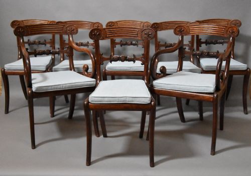 Superb quality set of eight Regency mahogany dining chairs in exceptional original condition