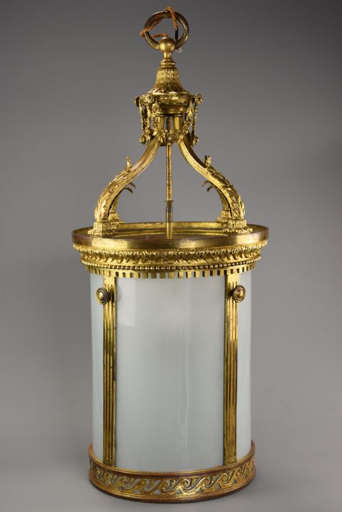 fig 1. Large late 19thc fine quality French gilt bronze circular hanging hall lantern