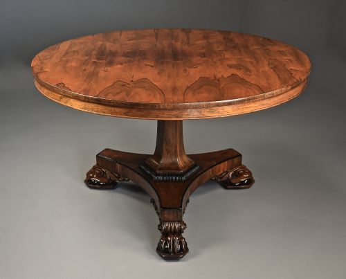 Fine Quality 19thc William IV Rosewood Tilt Top Breakfast Table