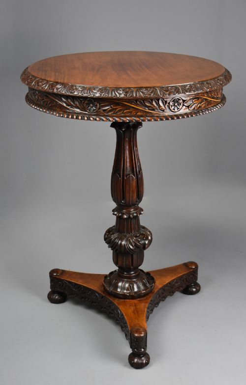 Mid 19thc Anglo Indian Padouk Circular Tilt Top Occasional Table, Probably from the Bombay Region
