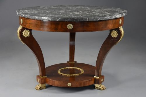 Large Highly Decorative Late 19thc French Empire Mahogany Gueridon Table in the Style of Jean-jacques Werner
