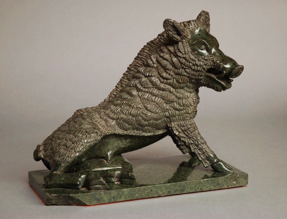 Late 19thc Italian serpentine figure of a wild boar 