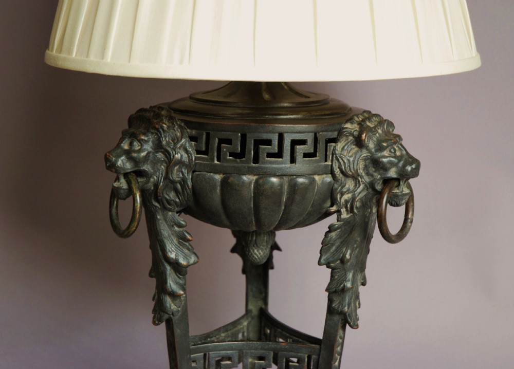 Large late 19thc bronze table lamp in the classical style 