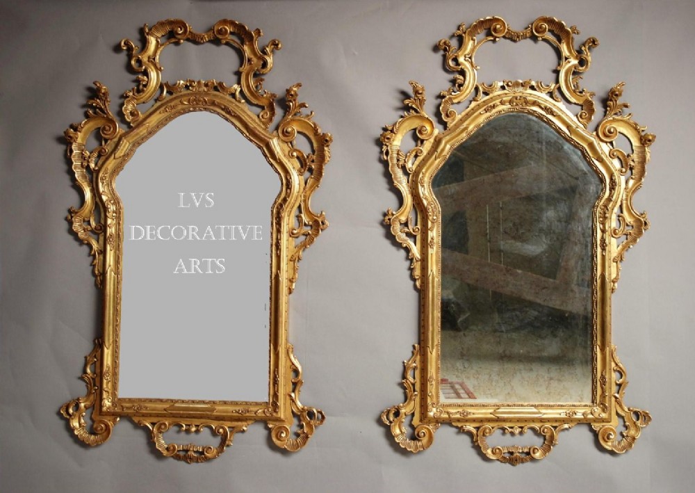 Large pair 19th century Venetian gilt wood mirrors