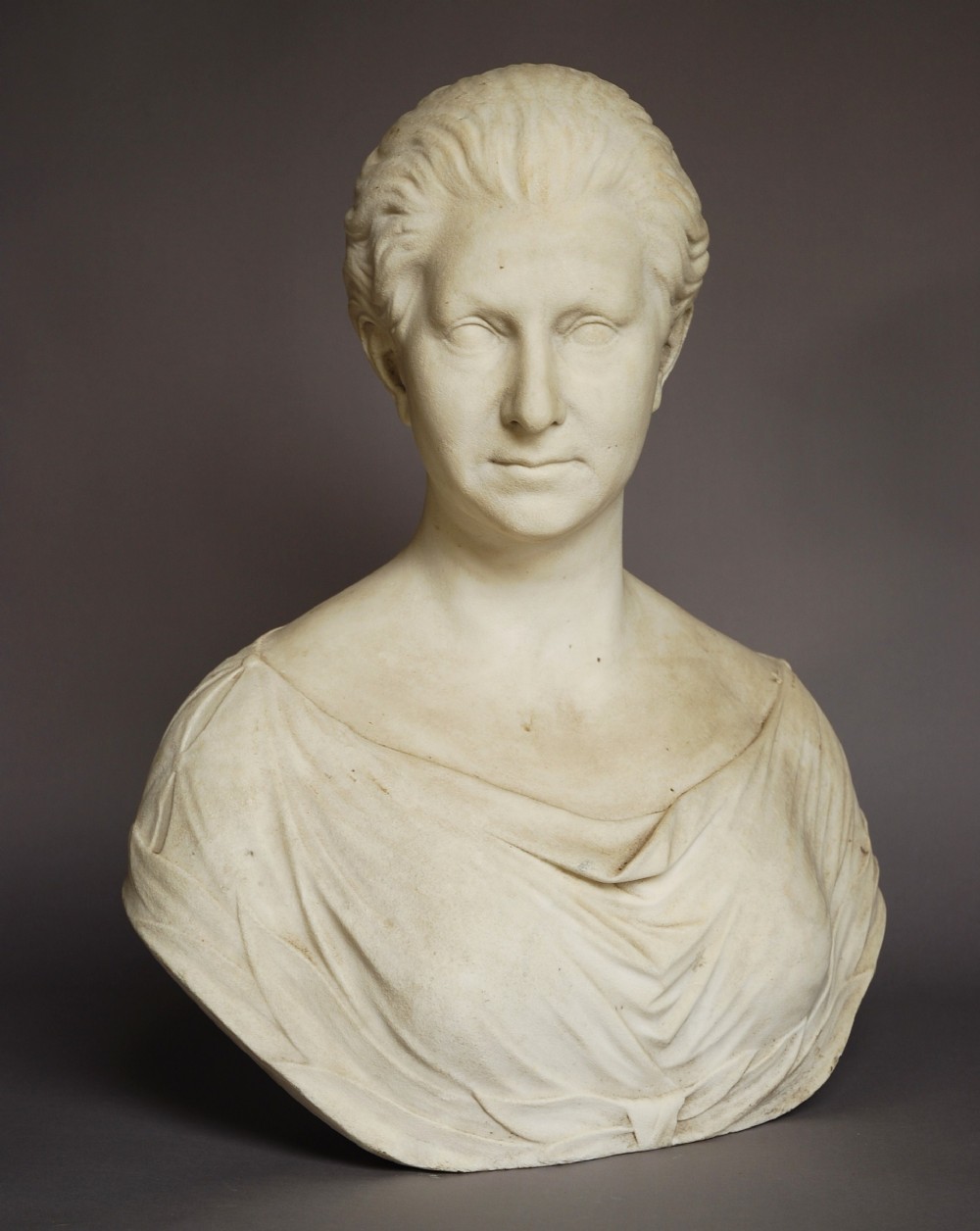 A fine quality late 19th century life size marble bust of Queen Victoria
