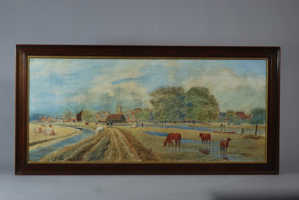 Late 19th century watercolour landscape of Beccles, Suffolk