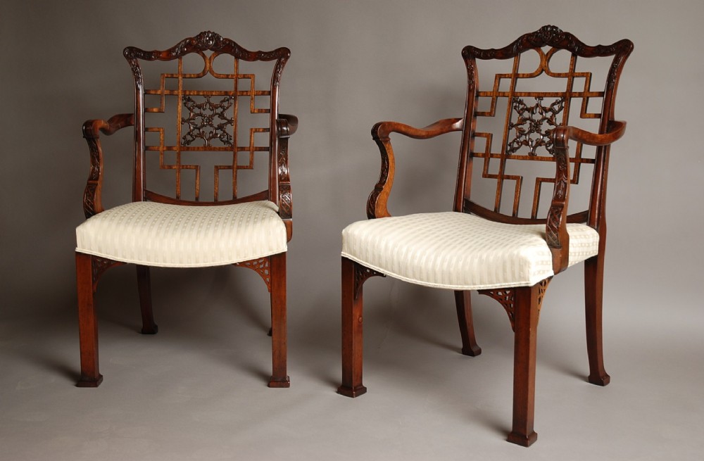Pair of mahogany armchairs in the Chippendale style