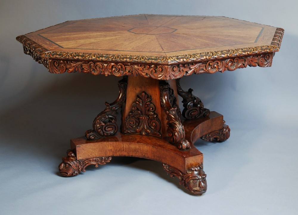 Oak octagonal tilt top table of fine quality