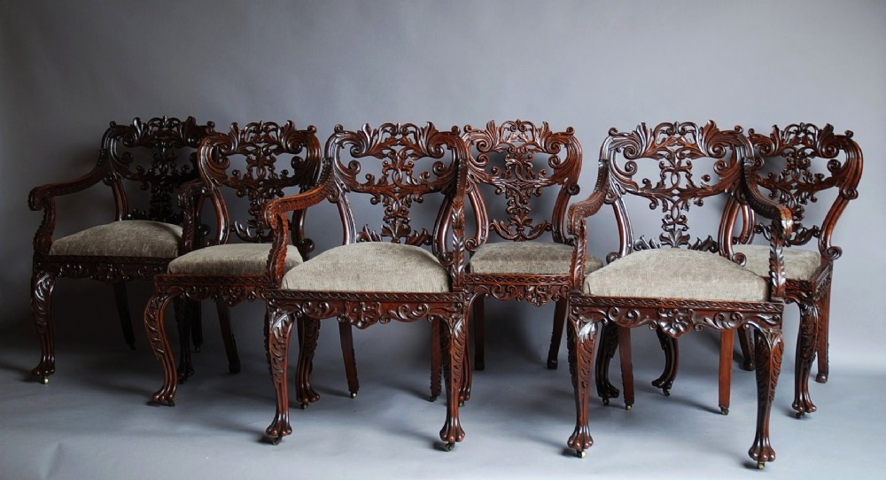 Set of six Anglo Indian chairs