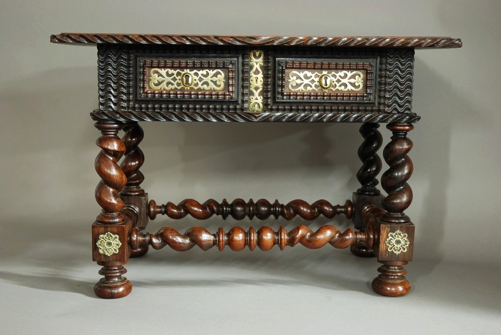 Extremely rare 17th century Anglo-Portugese palisander wood low table 