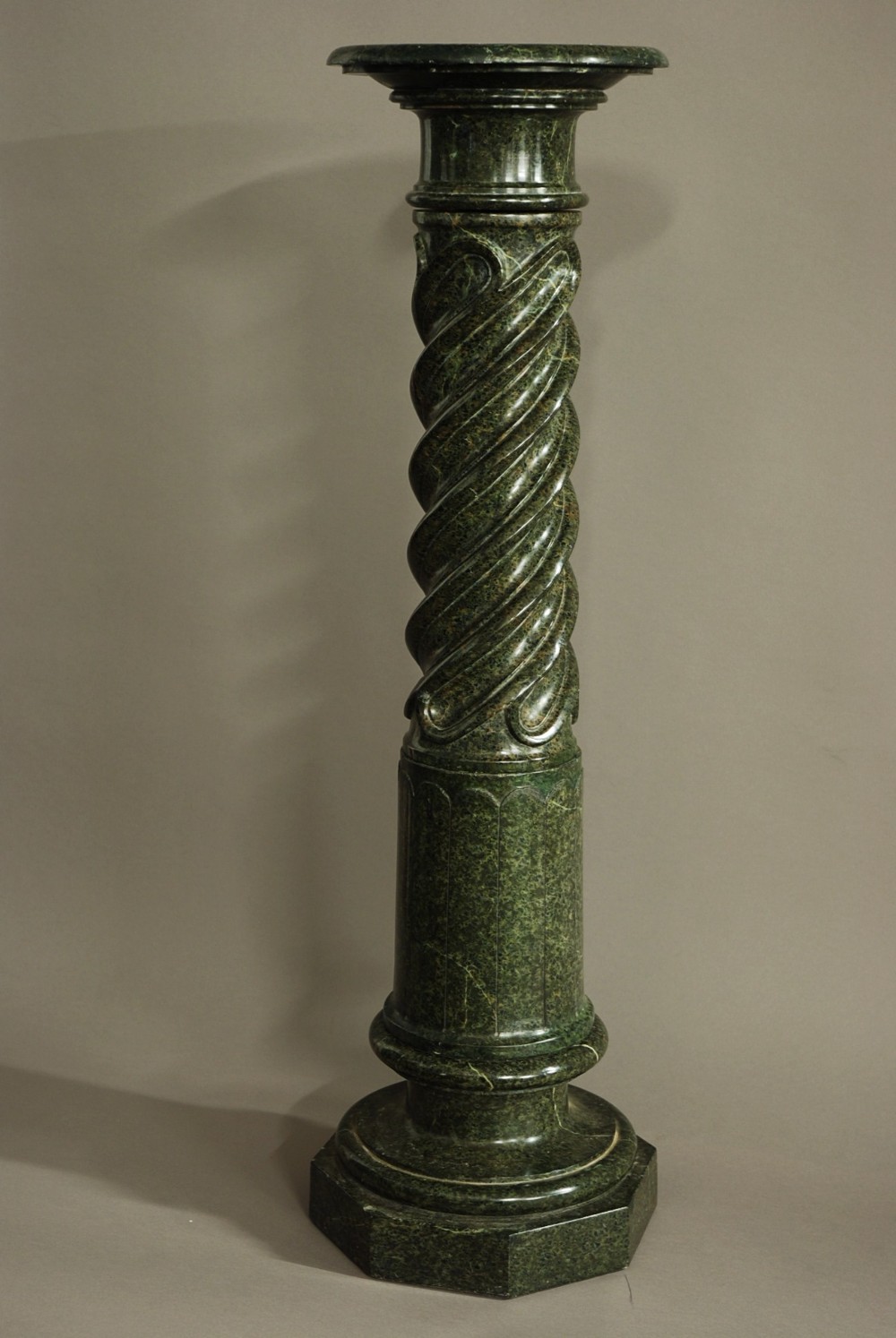 French late 19th century green serpentine marble column