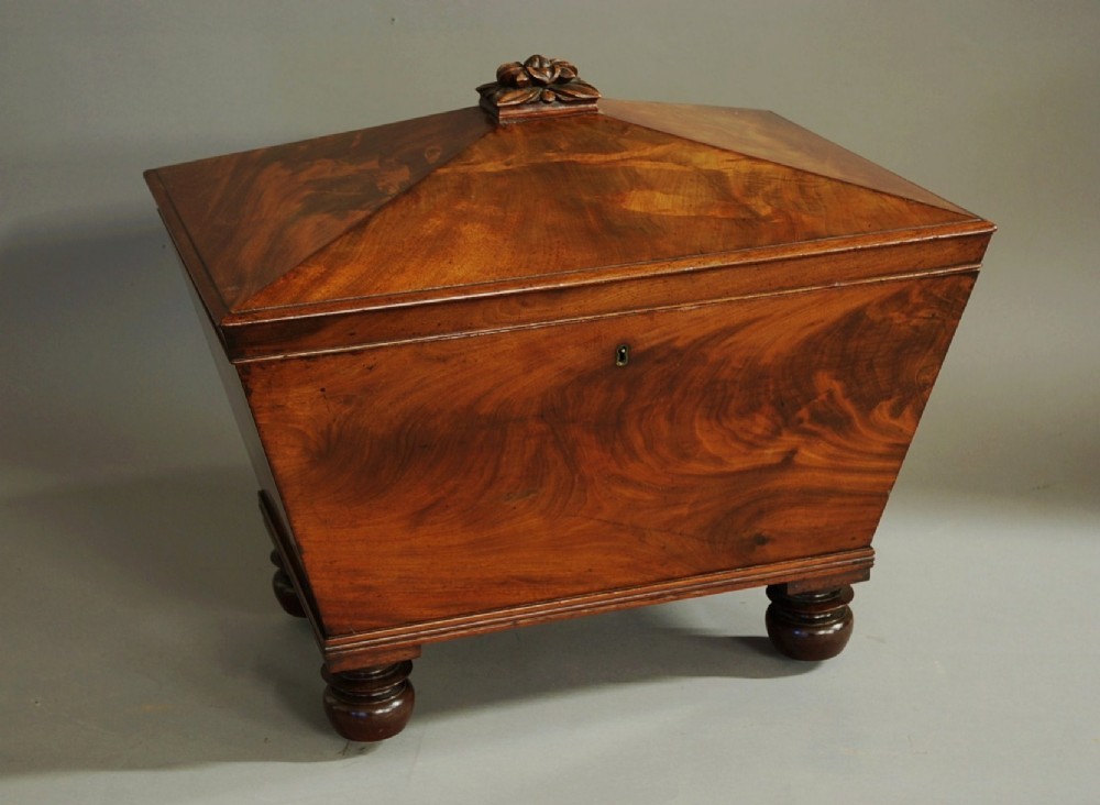 19th century mahogany sarcophagus cellaret