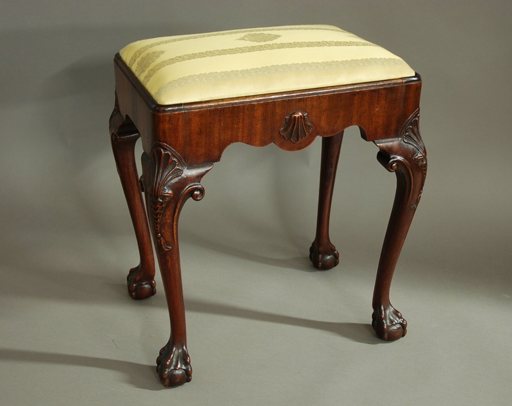 Early 20thc walnut cabriole leg stool