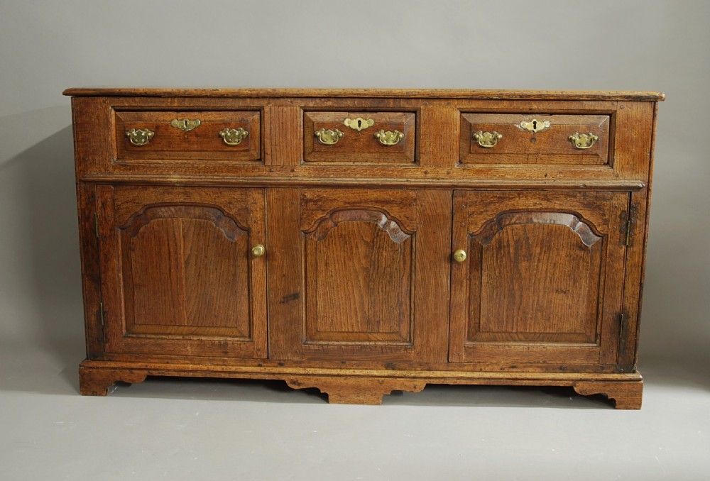 18th century oak cupboard dresser base of superb patina from the North Wales area