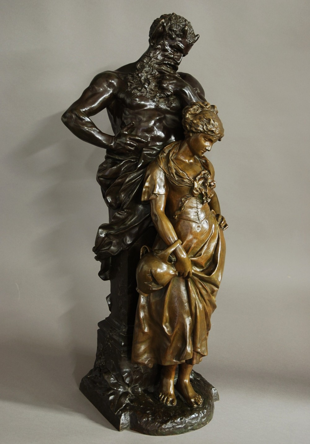 Large bronze of 'Pan with a young maiden'