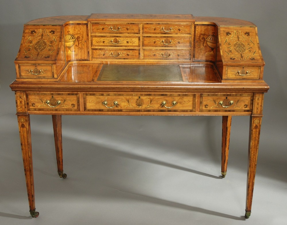 Exhibition quality satinwood inlaid Carlton House desk