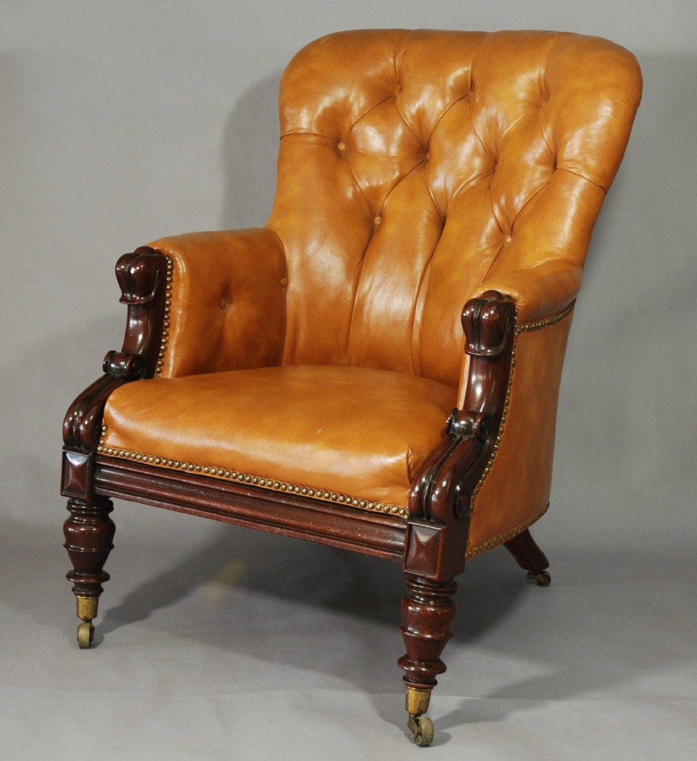 Mid 19th century deep buttoned armchair