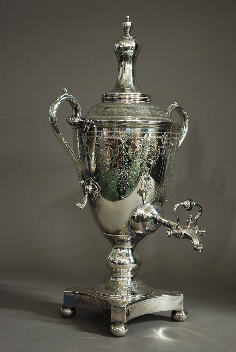 Late 19th century silver plate vase shaped tea urn
