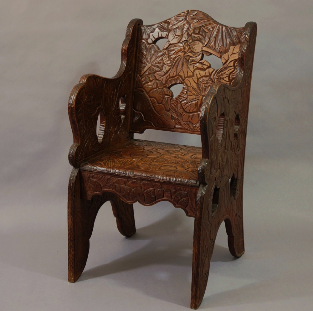 Early 20th century carved walnut armchair