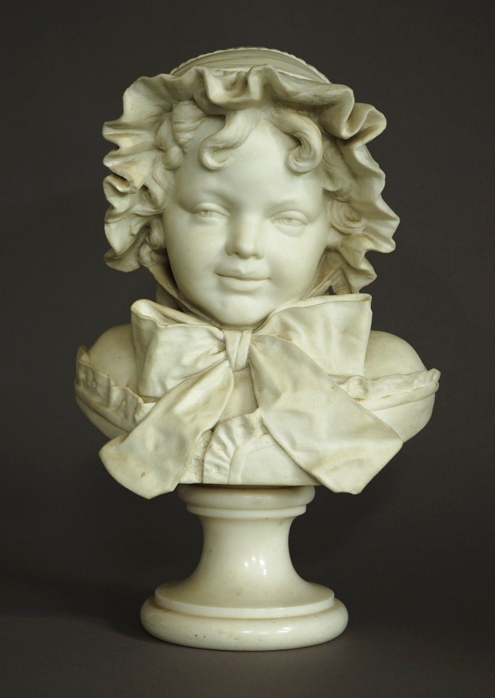 19th century carrara marble figure of a young girl