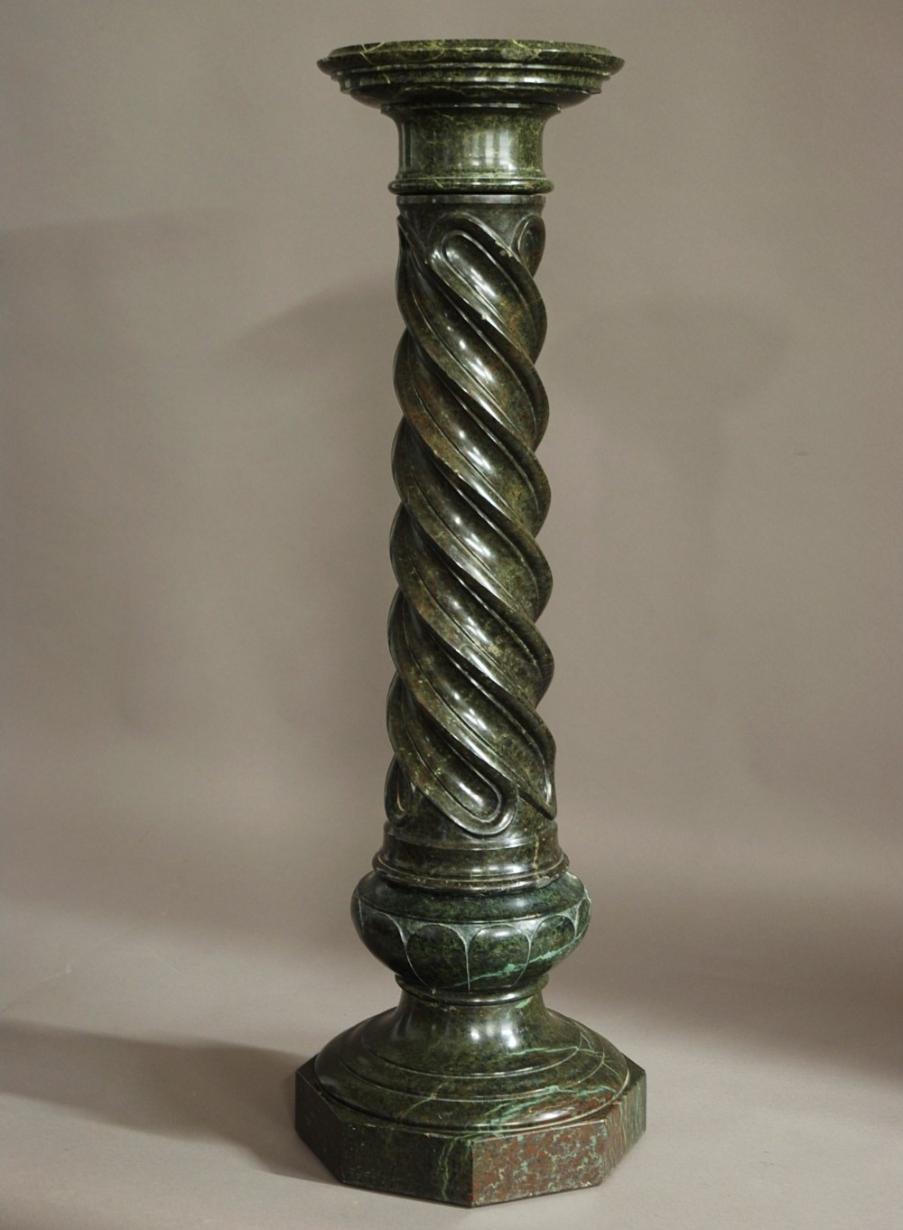 French 19th century green serpentine marble column