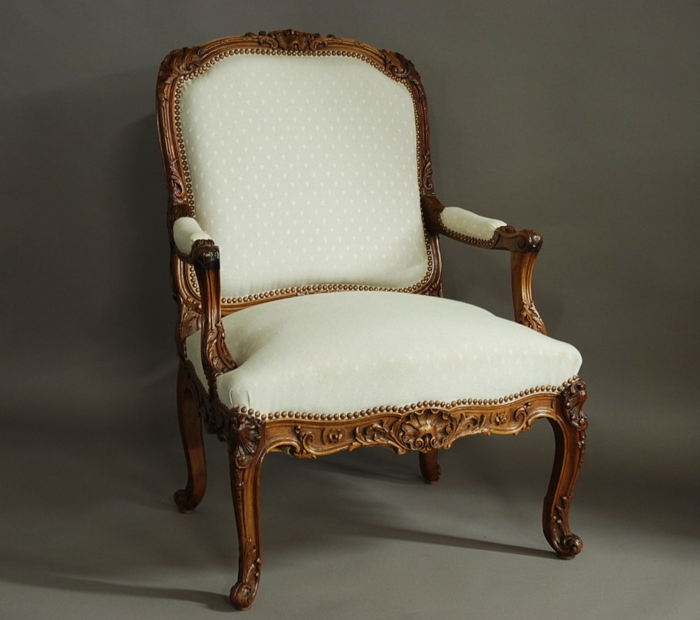 French late 19th century walnut fauteuil