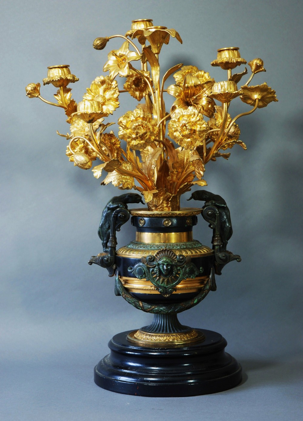 Late 19th century French gilt metal candelabrum
