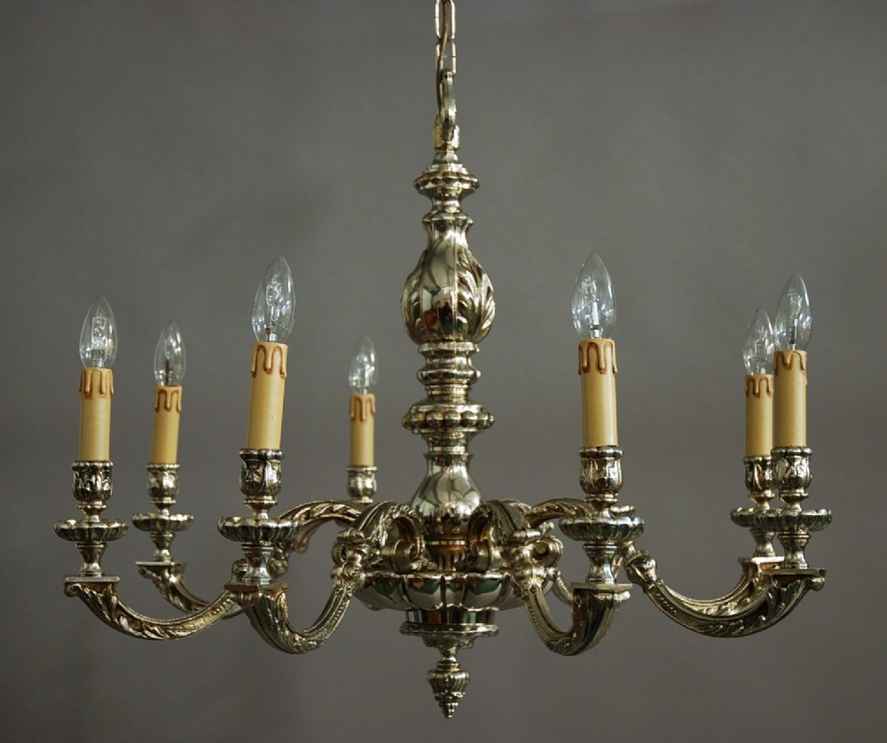 Large early 20th century Dutch silvered chandelier