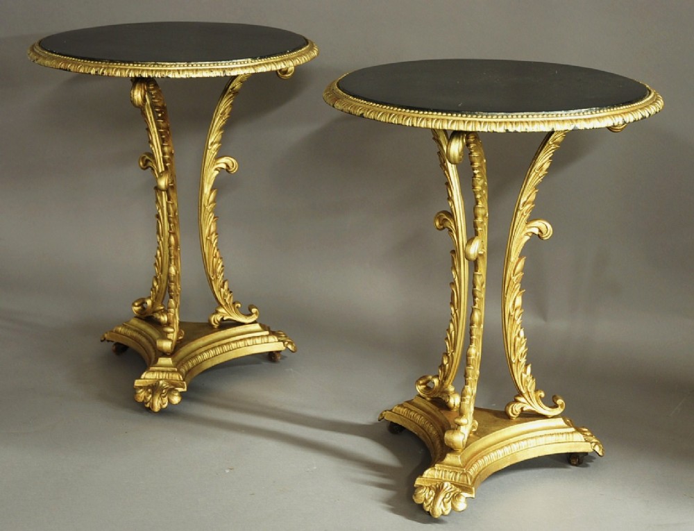 Pair of French highly decorative painted cast iron tables