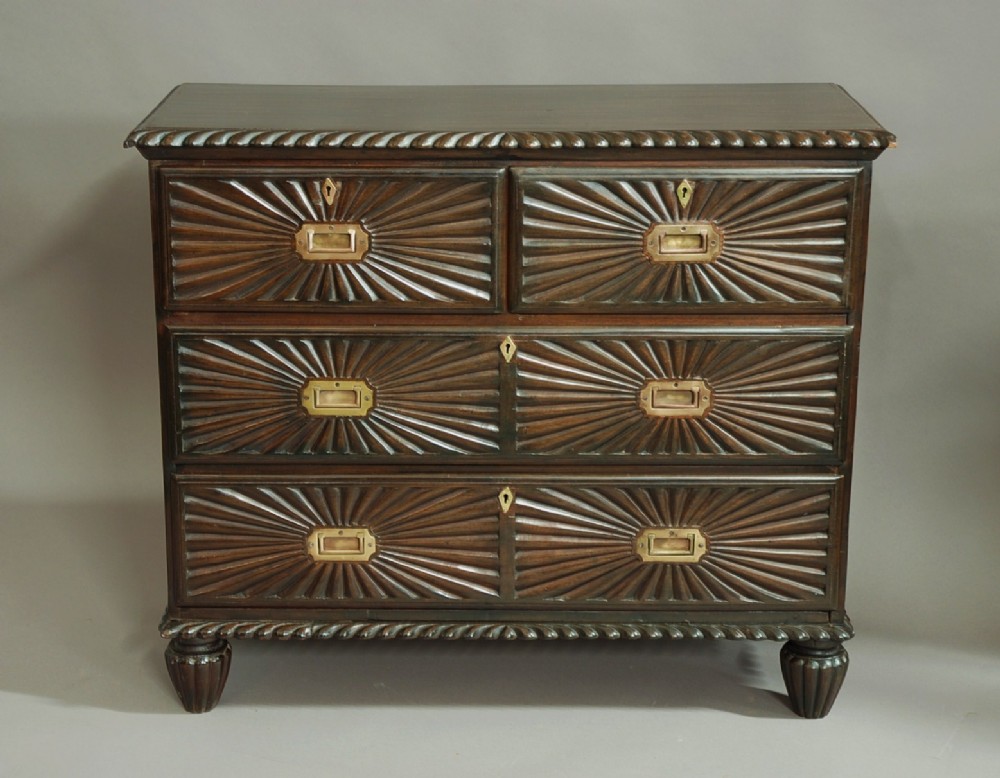 19th century Anglo Indian padouk chest of drawers