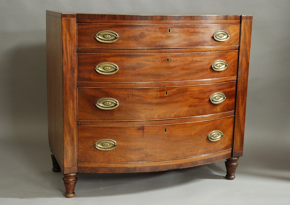 Early 19th century mahogany bow front chest of drawers
