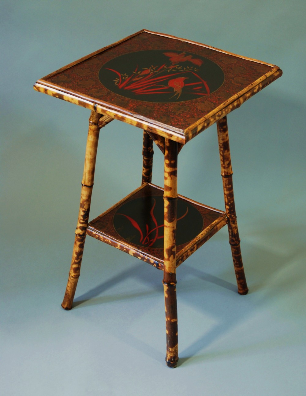 Early 20th century two tier bamboo table