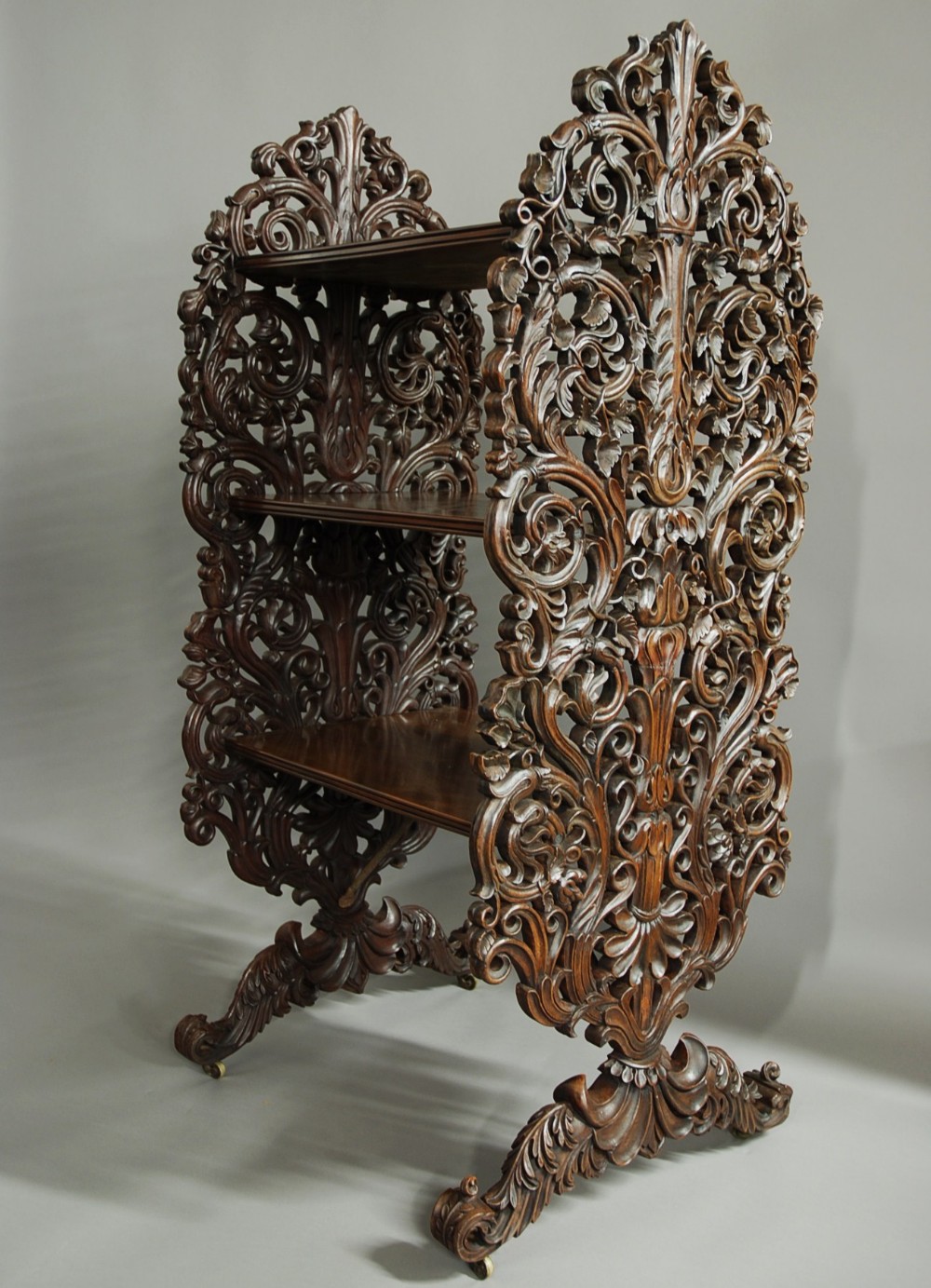 Highly decorative mid 19thc Anglo Indian carved padouk buffet