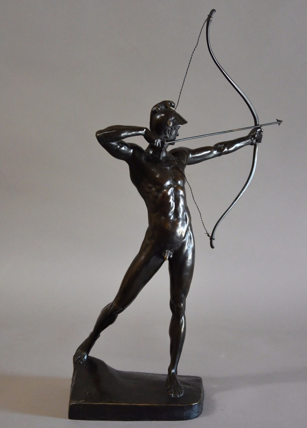 Early 20thc bronze figure 'The Archer' by EM Geyger (1861-1941) of excellent patina