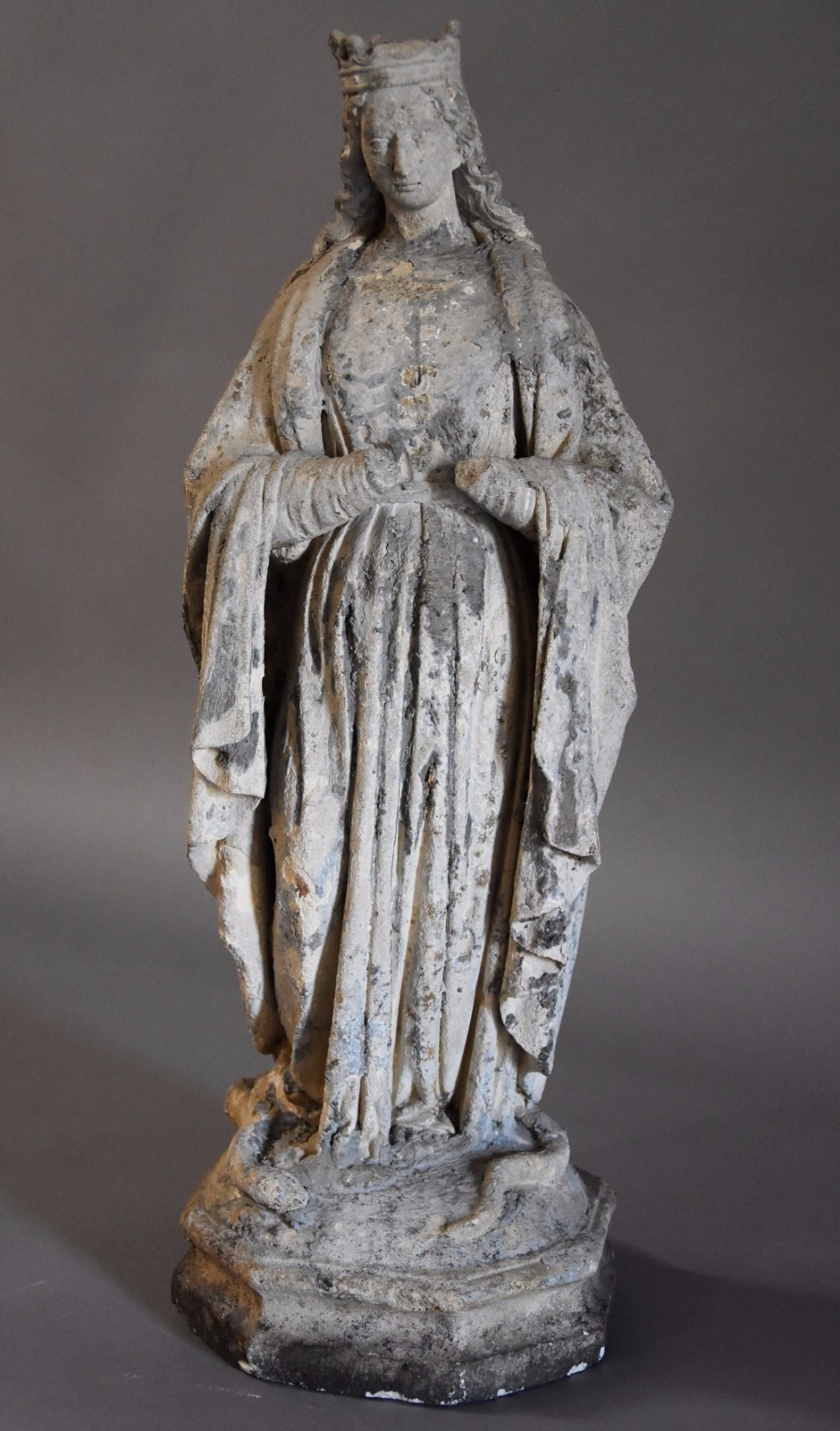 French late 17th century limestone niche sculpture of the Virgin Mary 
