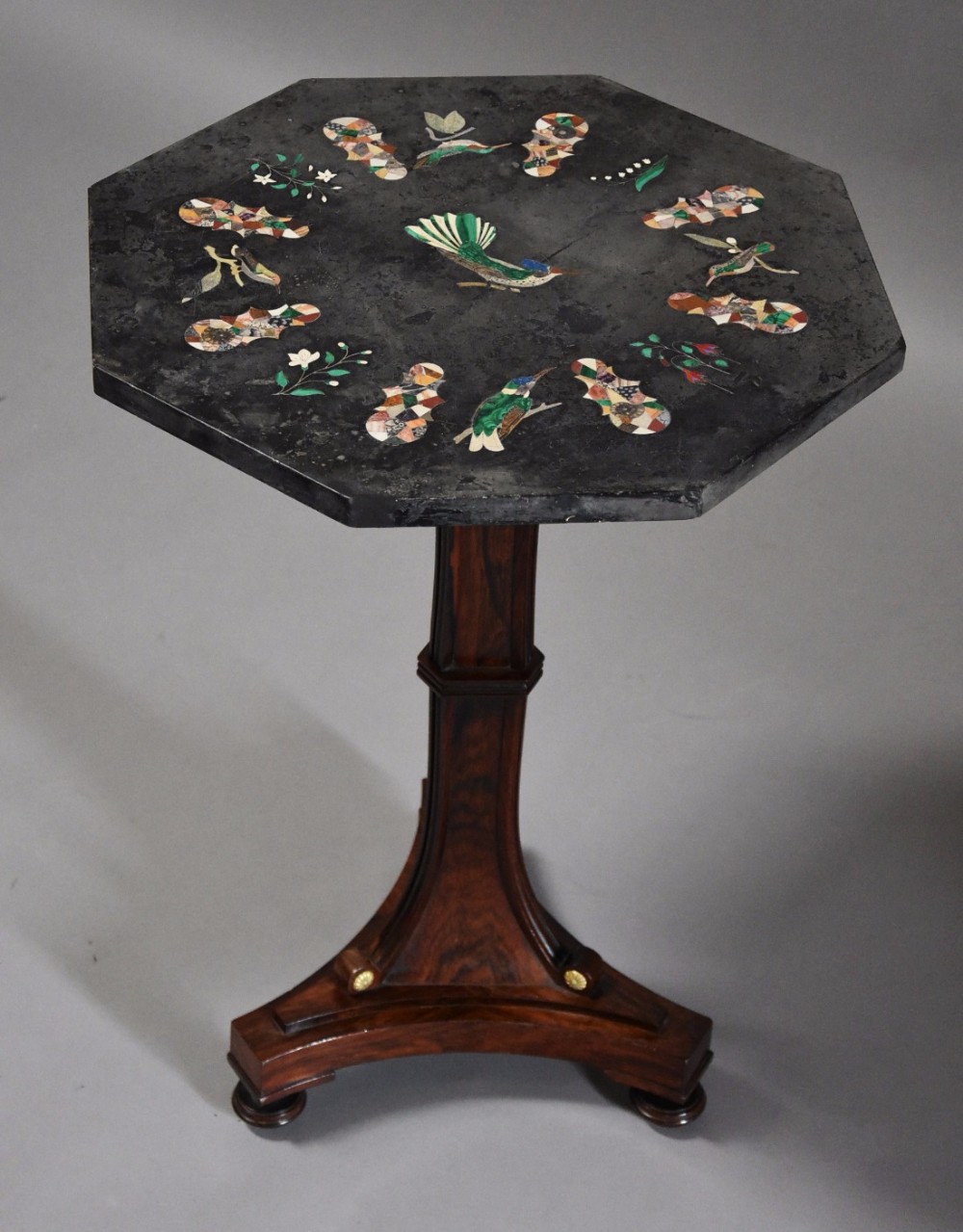  Regency rosewood occasional table with octagonal Pietre Dure top of superb quality