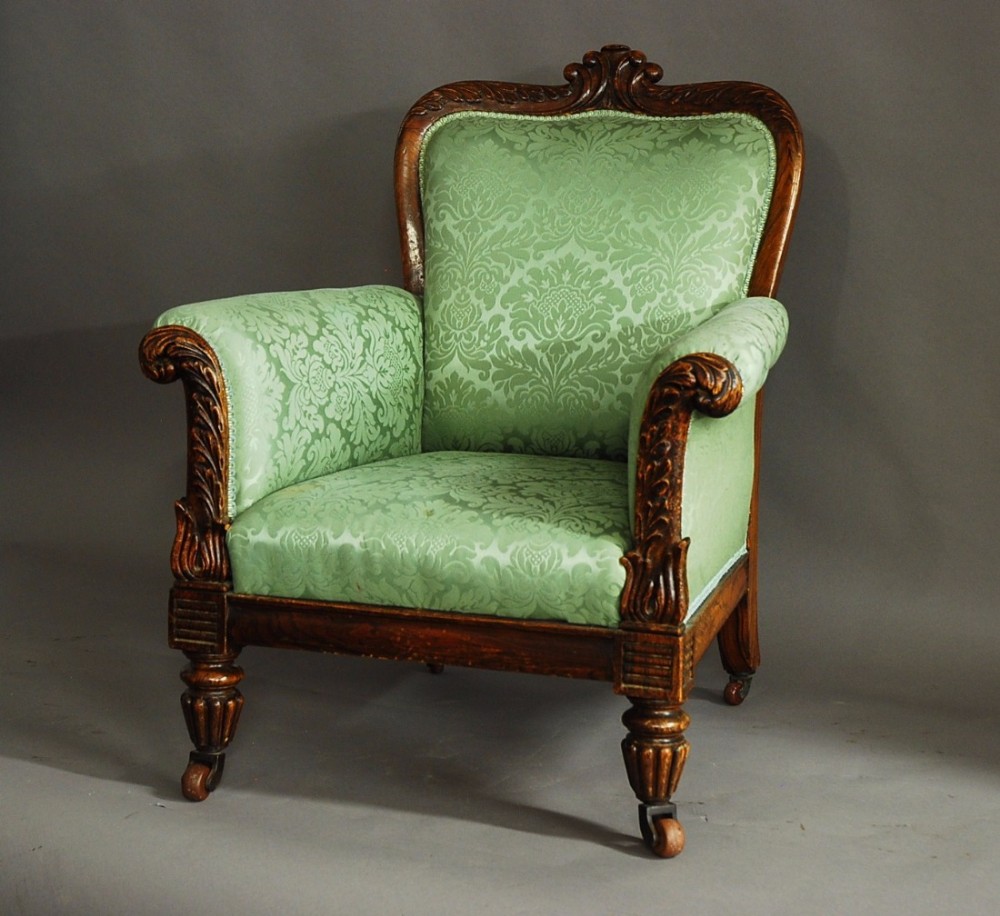 William IVth simulated rosewood upholstered armchair