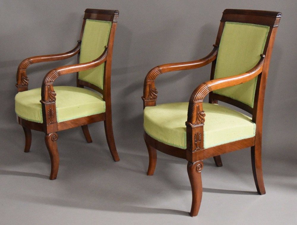 Superb pair of early 19thc French Empire mahogany armchairs 