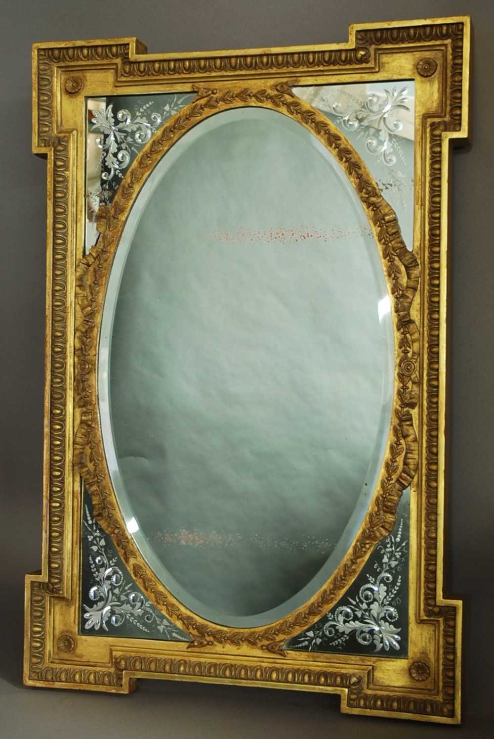 Late 19th century French giltwood & gesso mirror