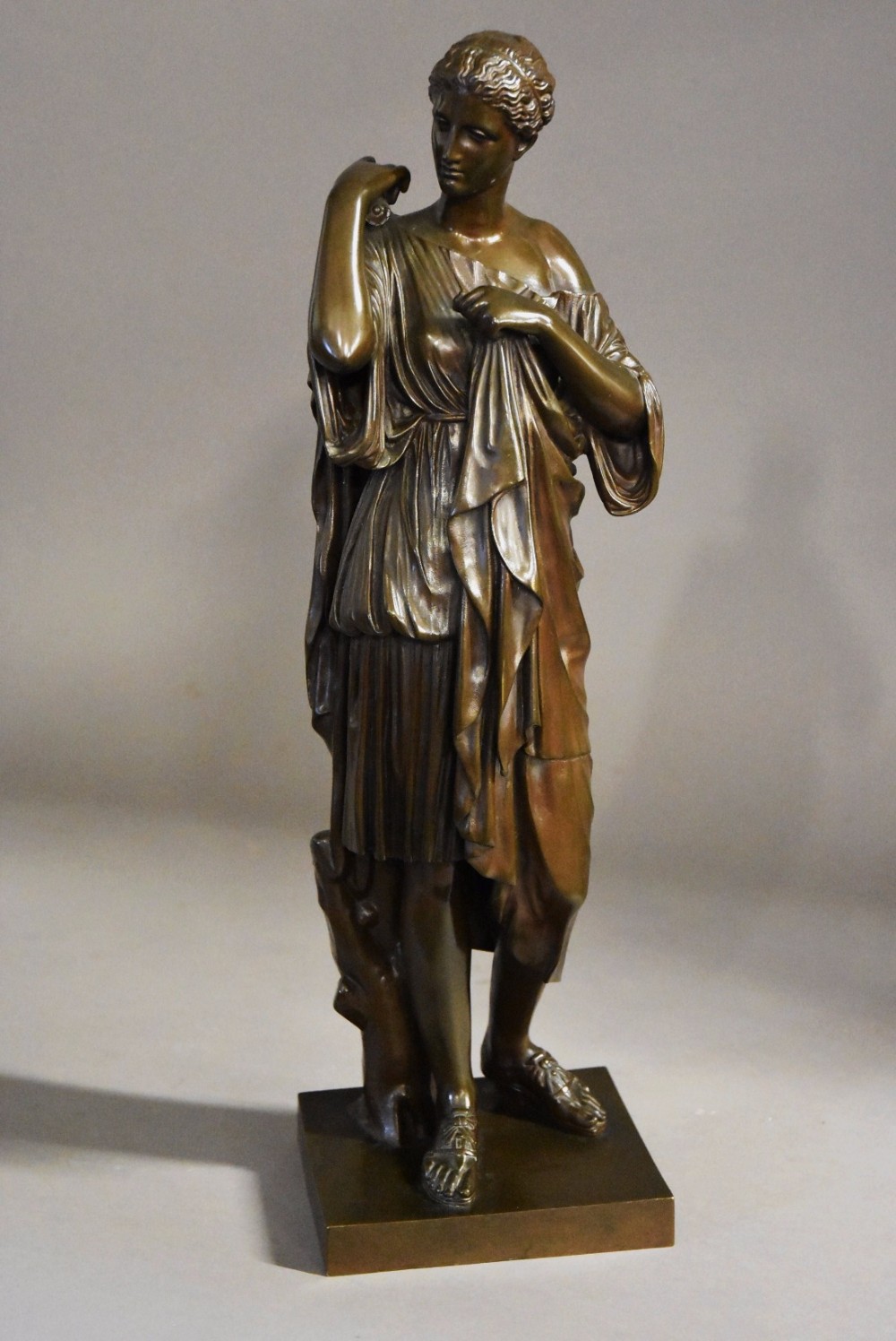 French late 19th century bronze of the Goddess Atemis of Gabii