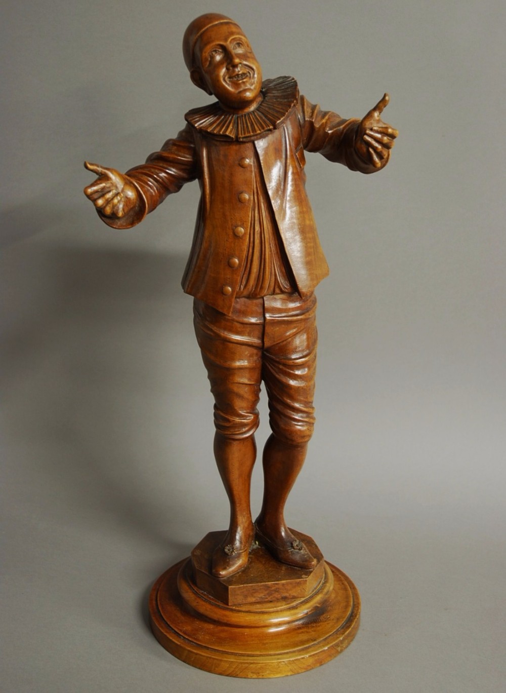 Late 19th century French finely carved walnut figure of a Pierrot