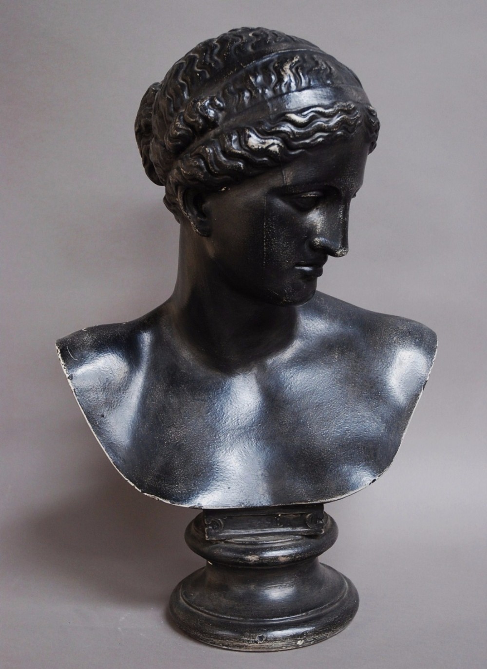 19thc Classical plaster bust with 'bronzed' finish stamped D Brucciani