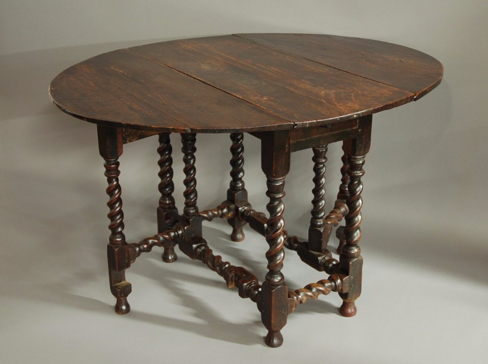 Late 17thc oak gateleg table of small proportions and good patina