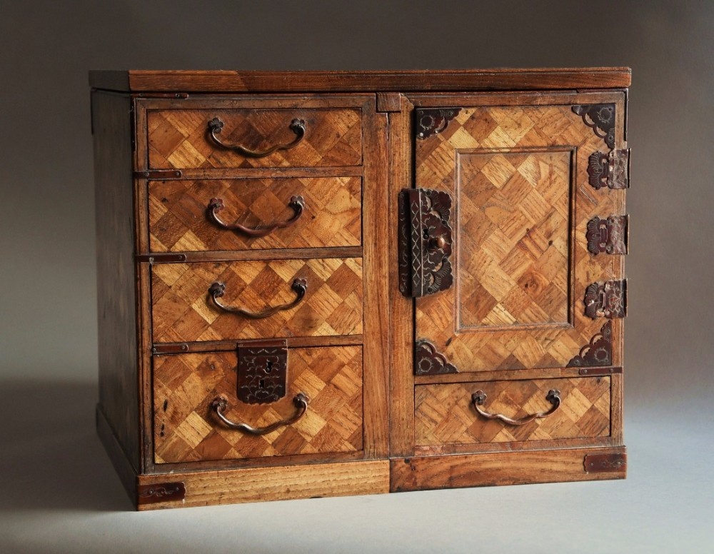 Late 19th century Japanese Meiji parquetry scholars box