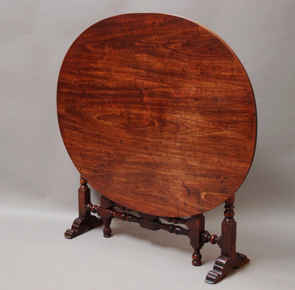 Late 17thc yew wood coaching table with later mahogany top of exceptional patina