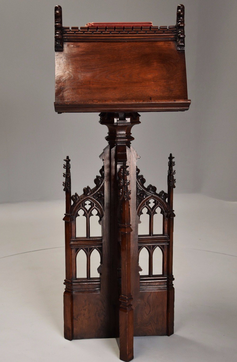 Late 19th century oak Gothic revival revolving lectern 