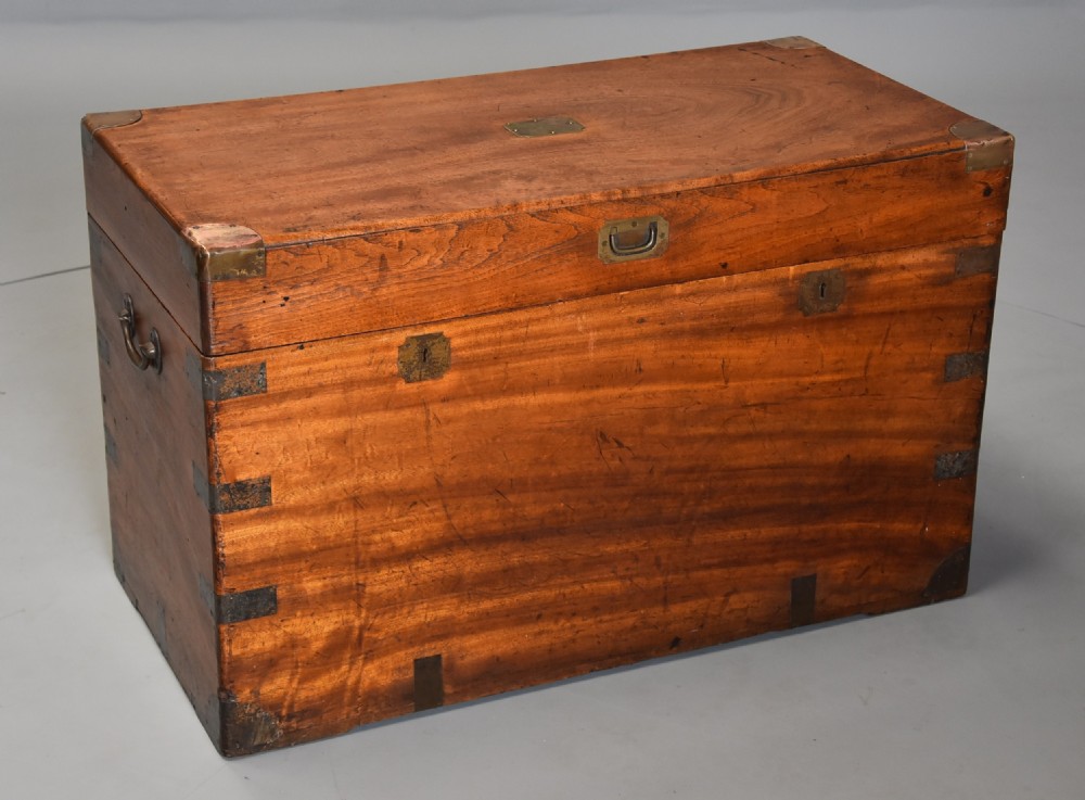 Late 19th century military camphor wood travelling trunk of good patina